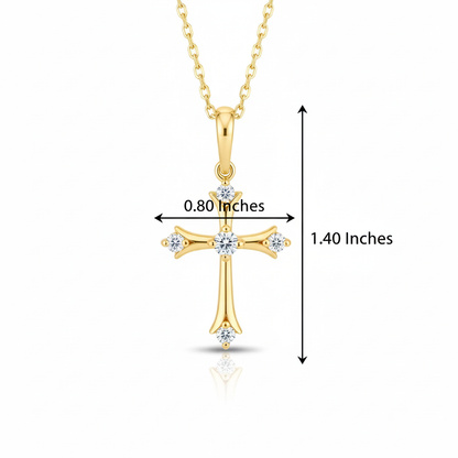 0.108 Ct Cross Necklace with Five Lab-Grown Stones