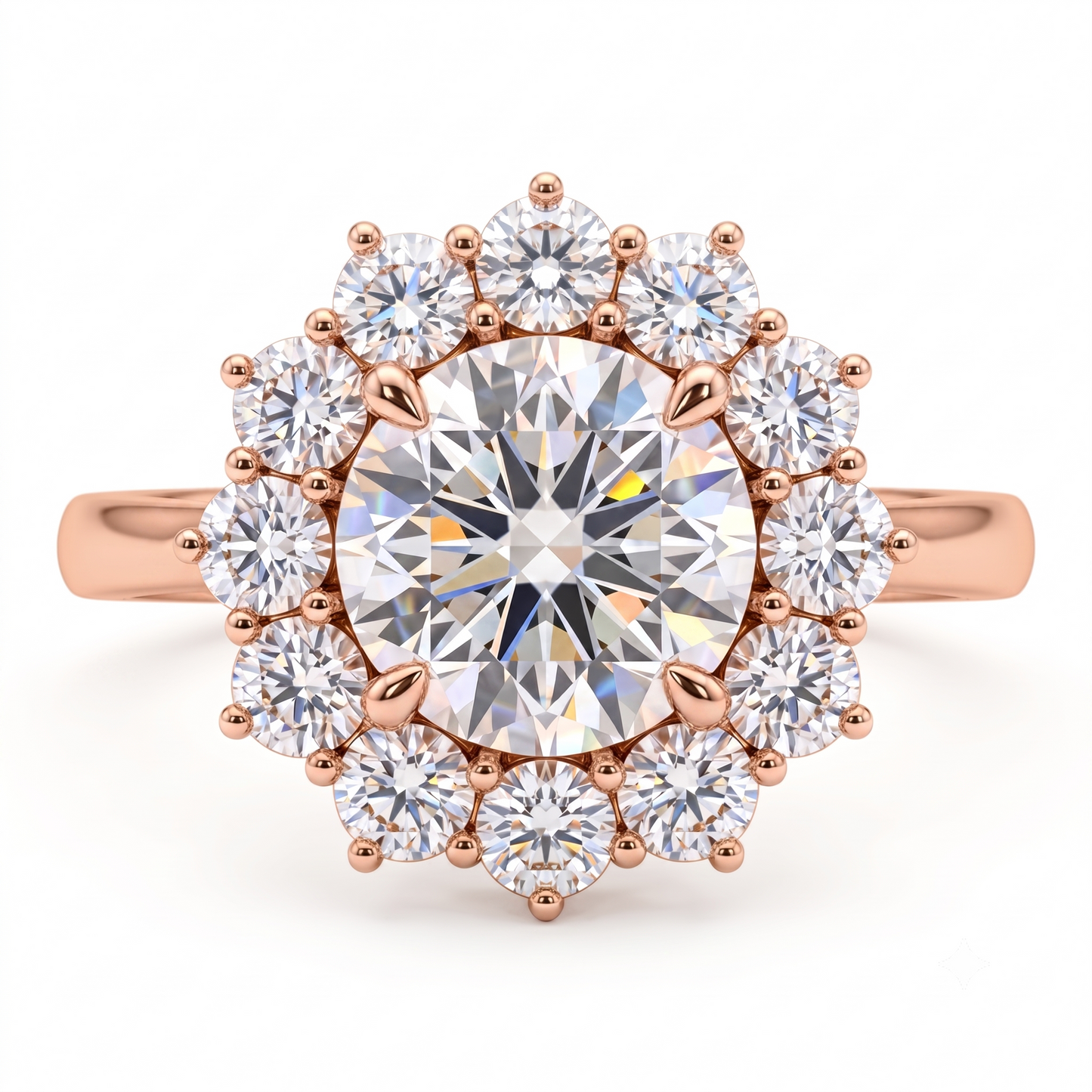 1.00 CT Starburst Round Lab-Grown Celestial Engagement Ring