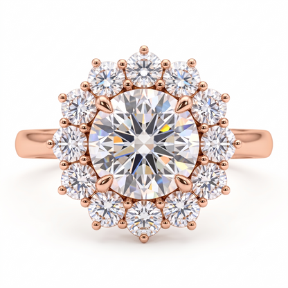 1.00 CT Starburst Round Lab-Grown Celestial Engagement Ring