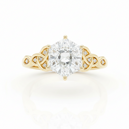 1.30 Ct Hexagon Lab Diamond Engagement Ring - with Infinity Band