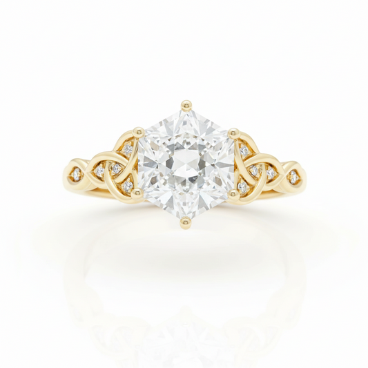 1.30 Ct Hexagon Lab Diamond Engagement Ring - with Infinity Band