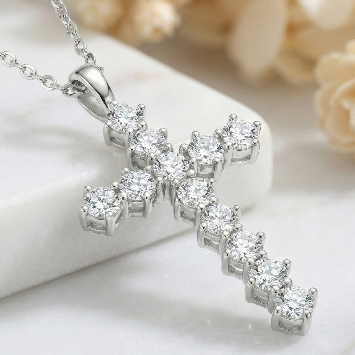 1.30Ct Brilliant Lab-Grown Cross Necklace