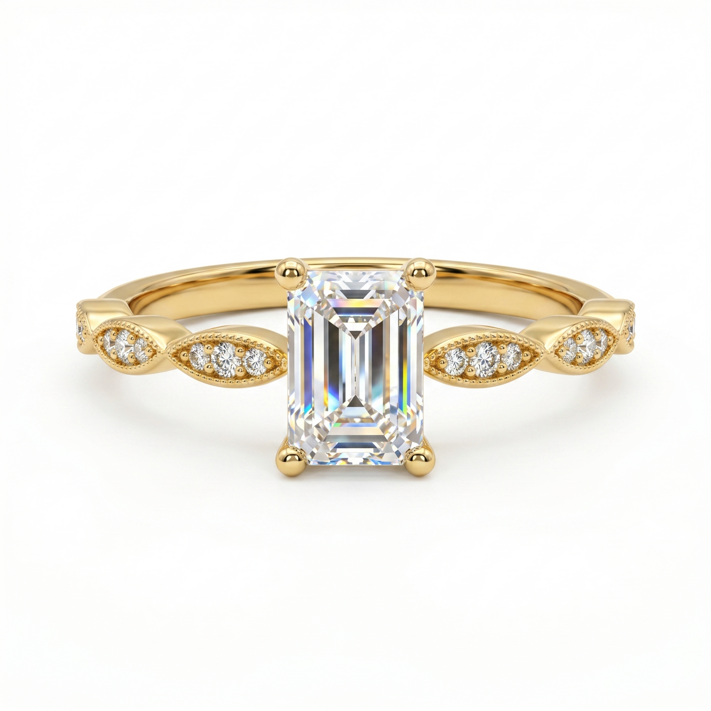 0.50CT Vintage Emerald Cut Lab-Grown Engagement Ring