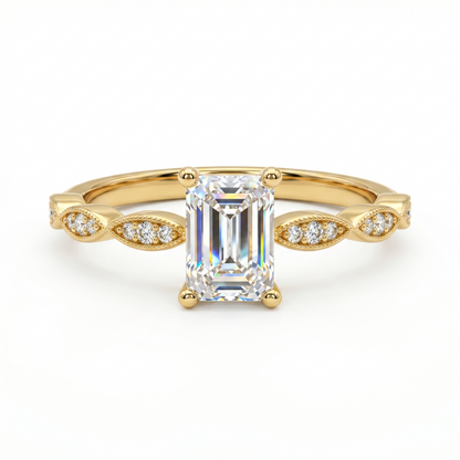0.50CT Vintage Emerald Cut Lab-Grown Engagement Ring