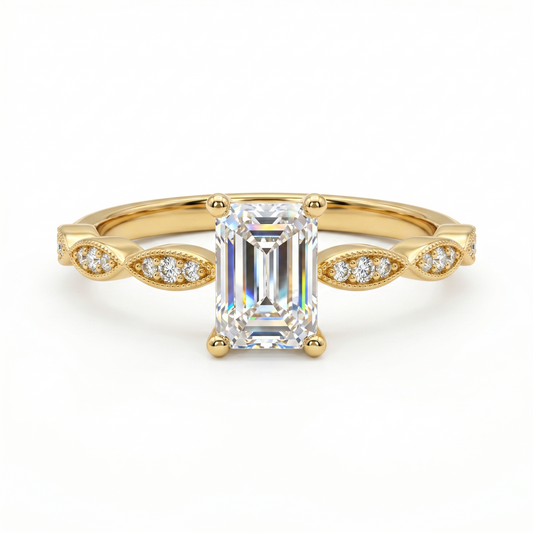 0.50CT Vintage Emerald Cut Lab-Grown Engagement Ring