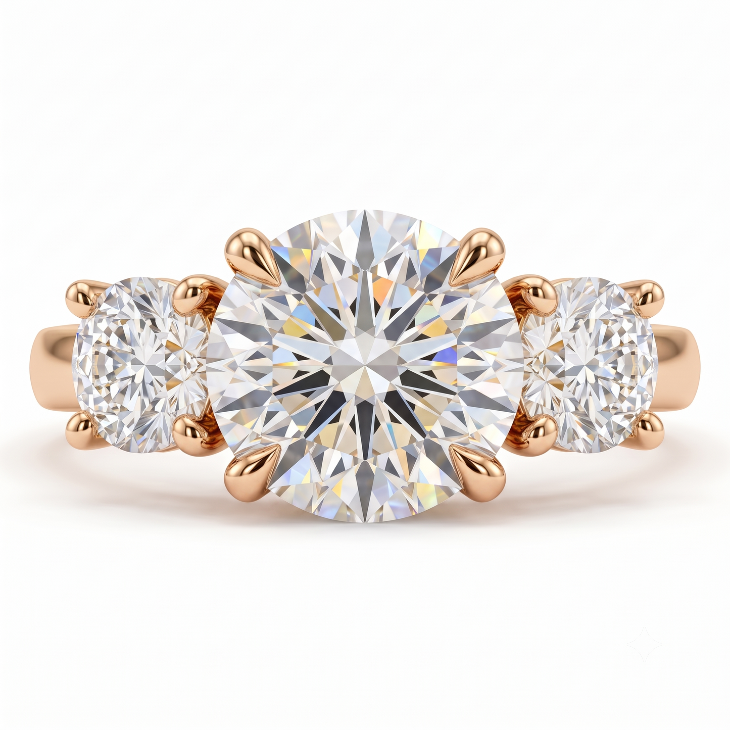 2.80 CT Round Lab Diamond Three Stone Engagement Ring