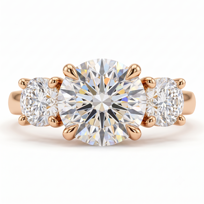 2.80 CT Round Lab Diamond Three Stone Engagement Ring