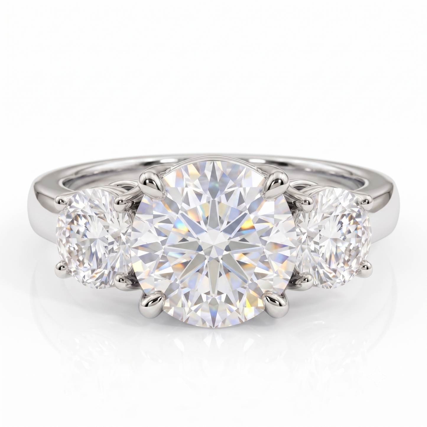 3.00ct Round cut Natural Three Stone Diamond Engagement Ring