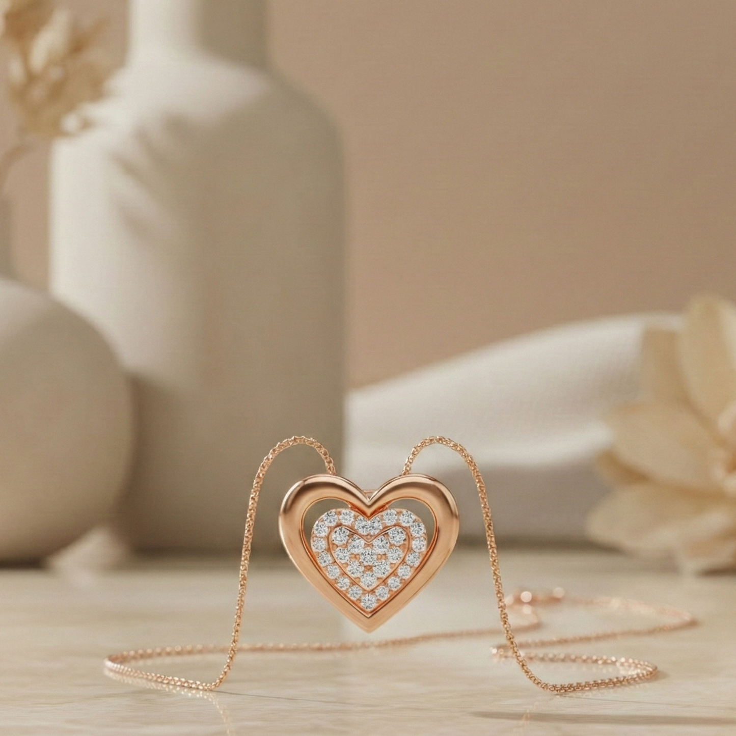 0.100 Ct  Lab-Grown Diamond Heart Necklace