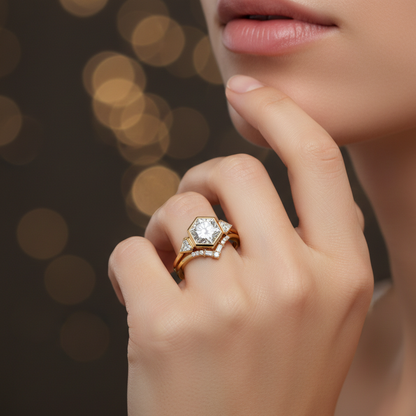1.60 Ct Hexagon Lab Grown Diamond Bezel Engagement Ring