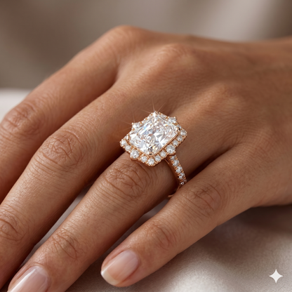 1.600 CT Radiant Cut Lab Grown Diamond Halo Engagement Ring