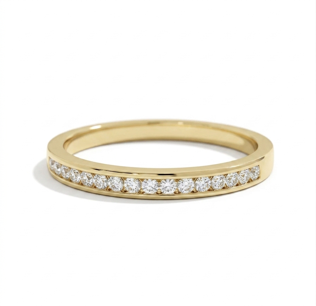 14K Rose Gold Half Eternity Band – Lab‑Grown Diamonds