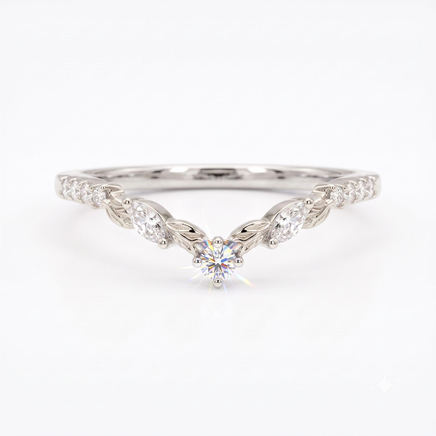 0.120 ct Lab Grown Diamond Curved Wedding Band Ring