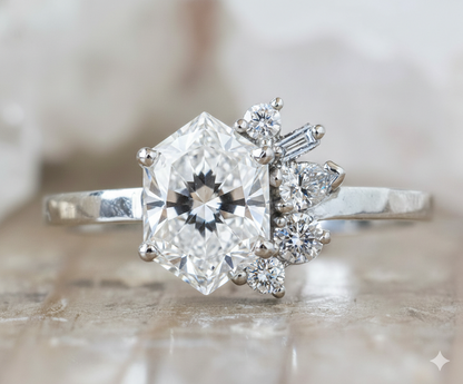1.90 Ct Hexagon Lab Grown Diamond Engagement Ring