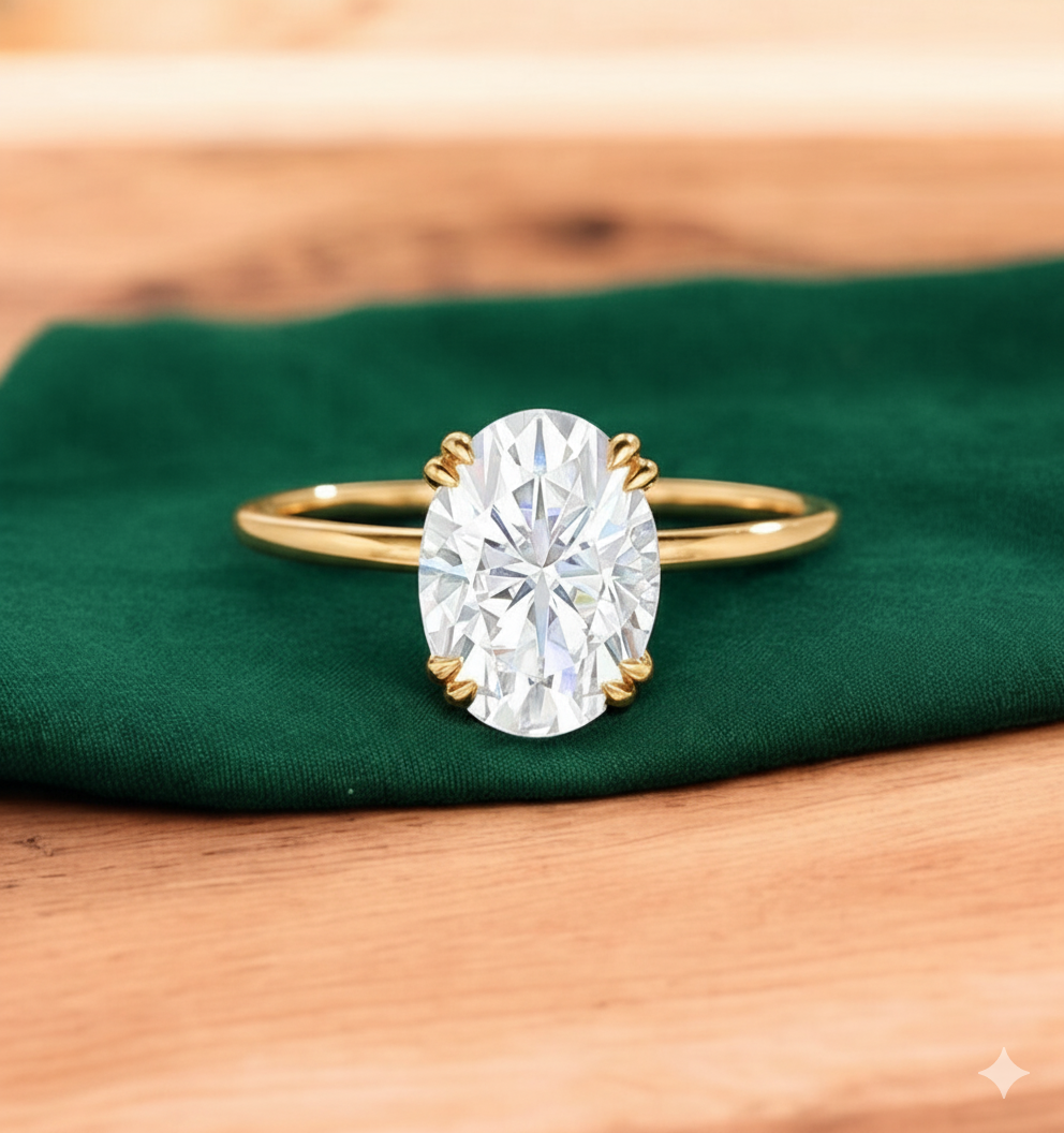 2.500 ct Oval Lab Grown Diamond Engagement Ring • 14K Gold Solitaire Ring