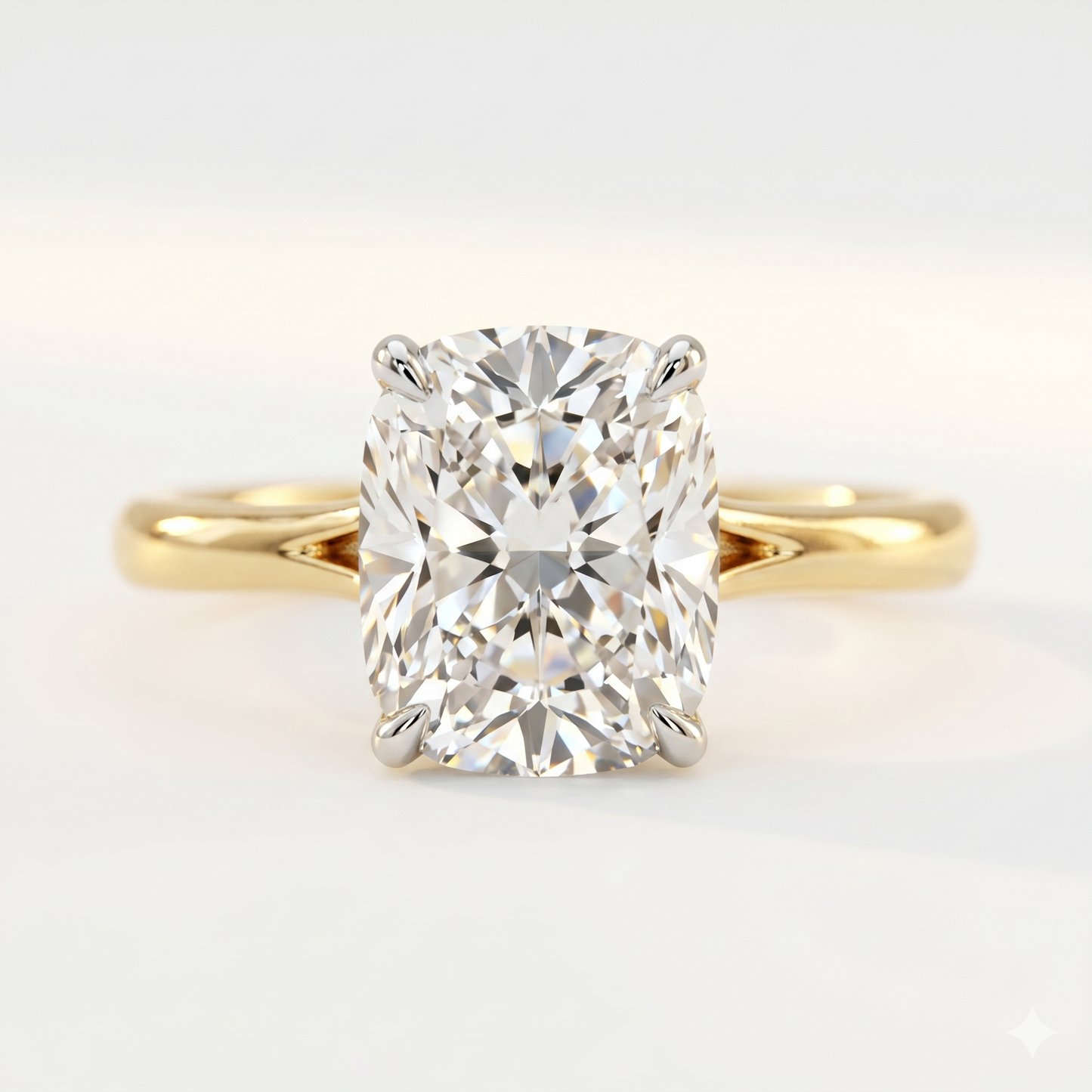 3.22ct  Rectangular Cushion Cut Moissanite Engagement Ring
