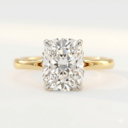 3.22ct  Rectangular Cushion Cut Moissanite Engagement Ring