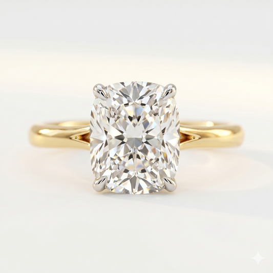 3.22ct  Rectangular Cushion Cut Moissanite Engagement Ring