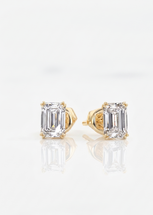 1.50 ct Emerald-Cut Lab-Grown Diamond Stud Earrings – Rose Gold