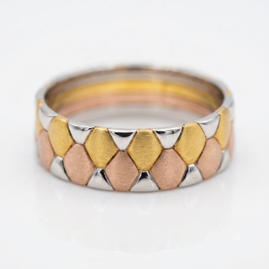 14K& 18K Tri Color Rolling Band Rings