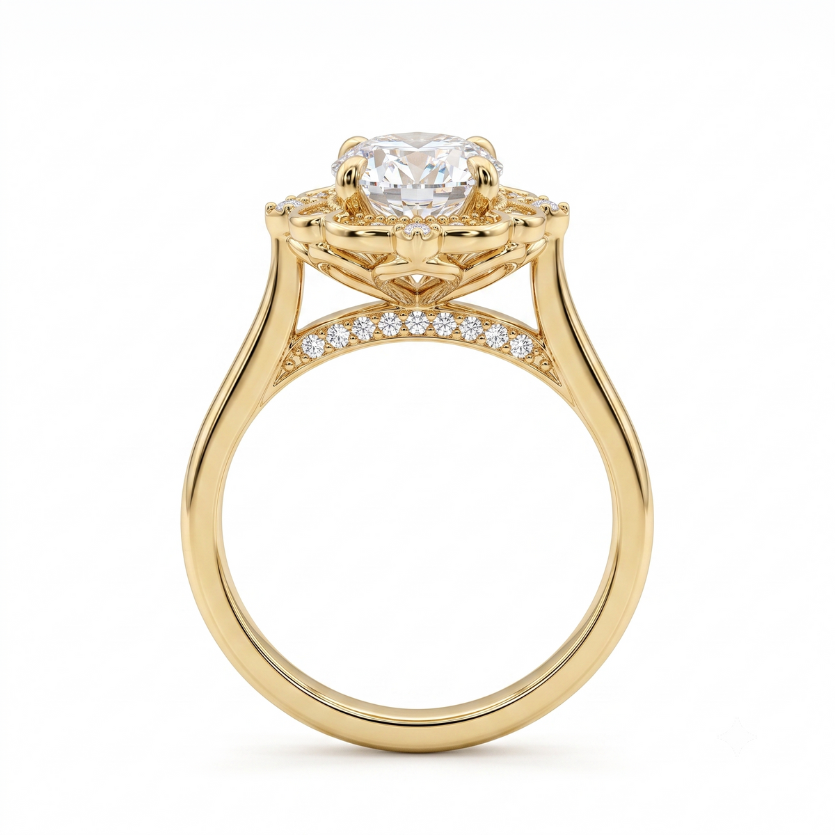 3.20ct Oval Cut Lab Grown Diamond Floral Engagement Ring
