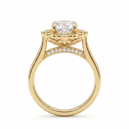 3.20ct Oval Cut Lab Grown Diamond Floral Engagement Ring