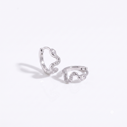 0.50 Ct Lab Grown Diamond Wave Huggie Hoop Earrings | 14K Gold | Oval & Round Cut