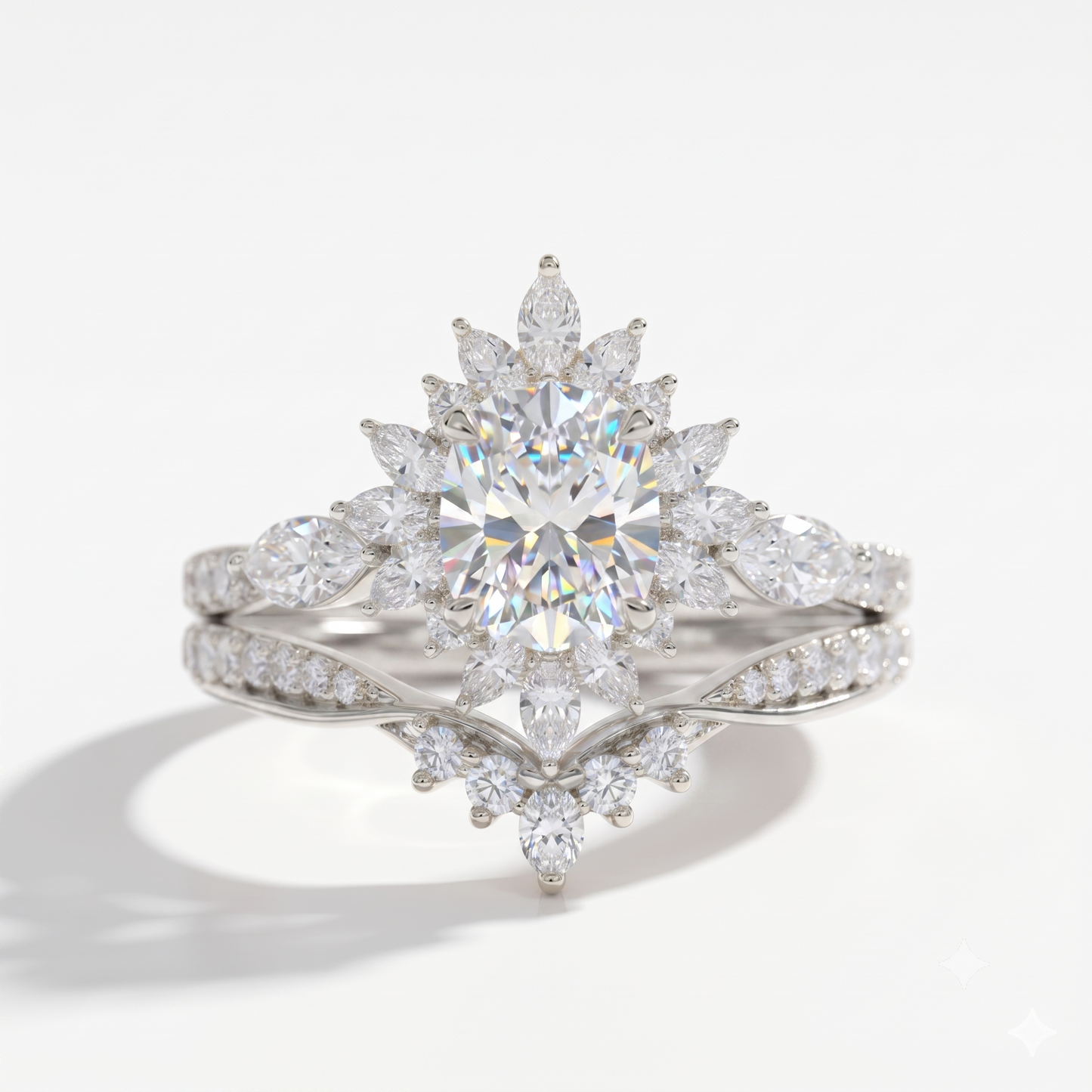 2.50 Ct Oval Lab-Grown Engagement & Bridal Ring Set