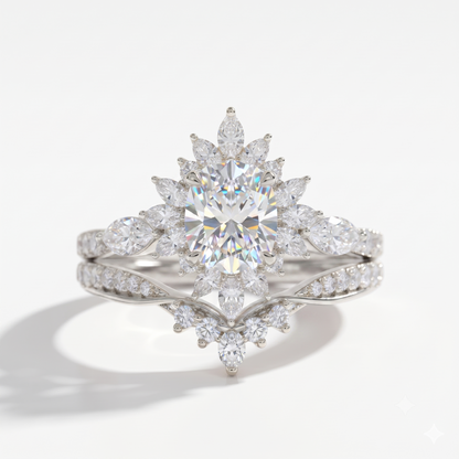 2.50 Ct Oval Lab-Grown Engagement & Bridal Ring Set