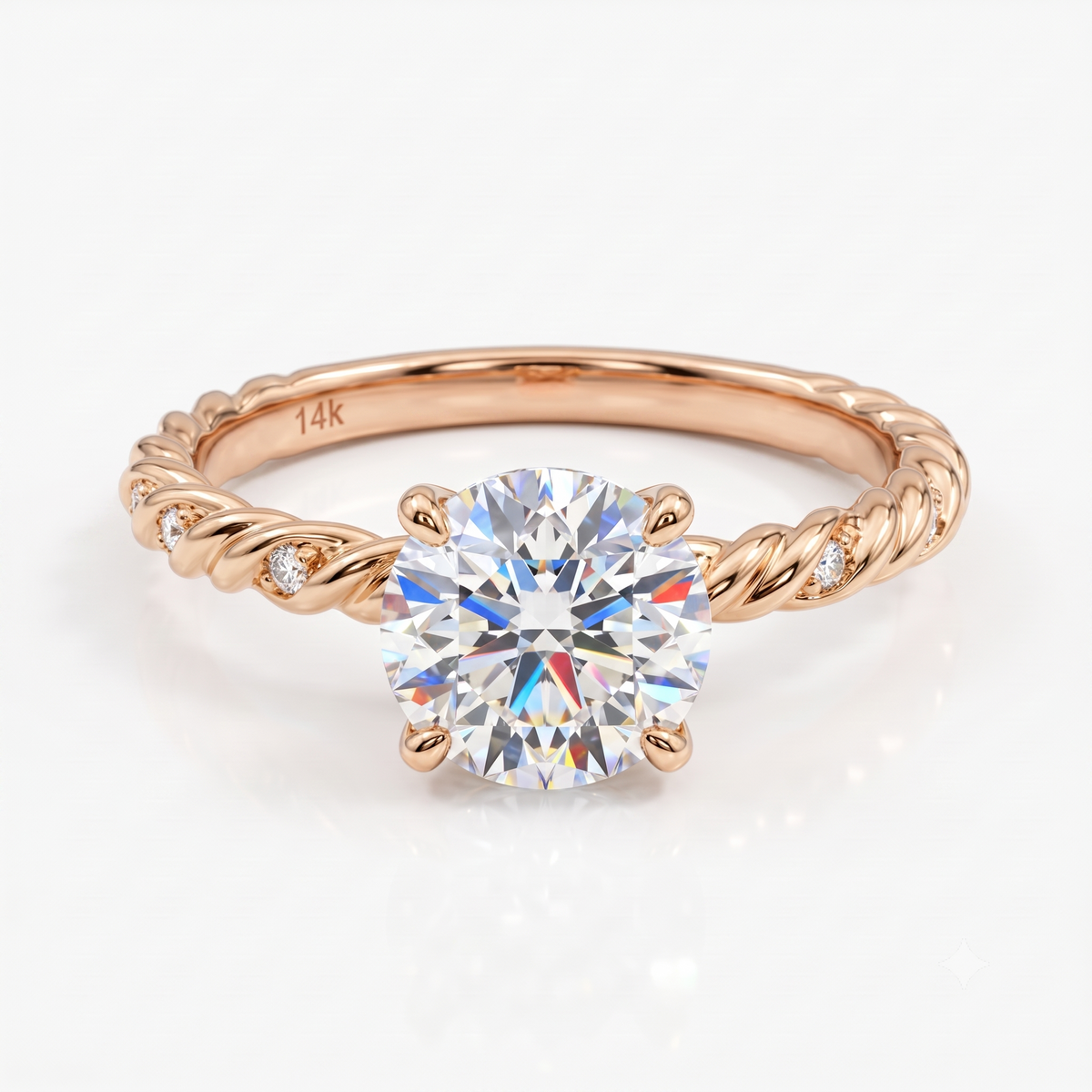 1.0CT Round Cut Twist Lab-Grown Diamond Ring