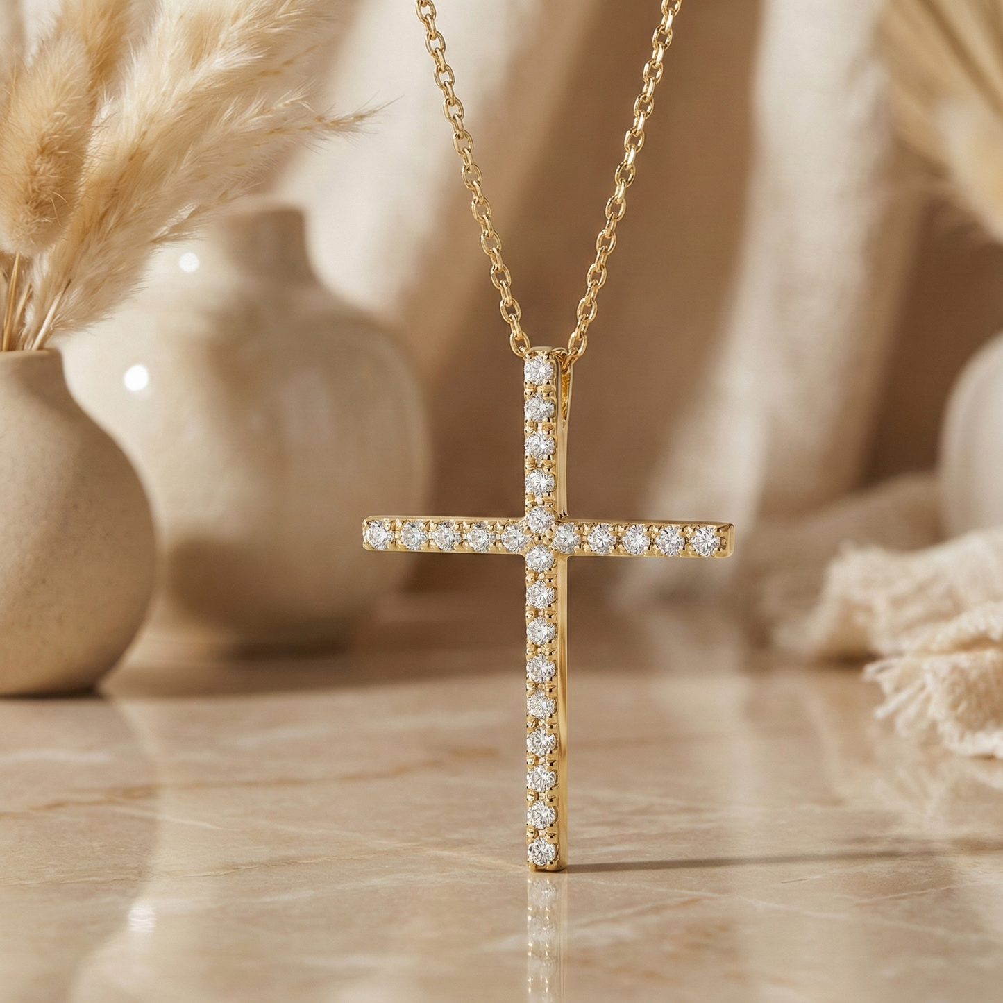 0.12 CT Diamond Cross Necklace - Easy & Classic