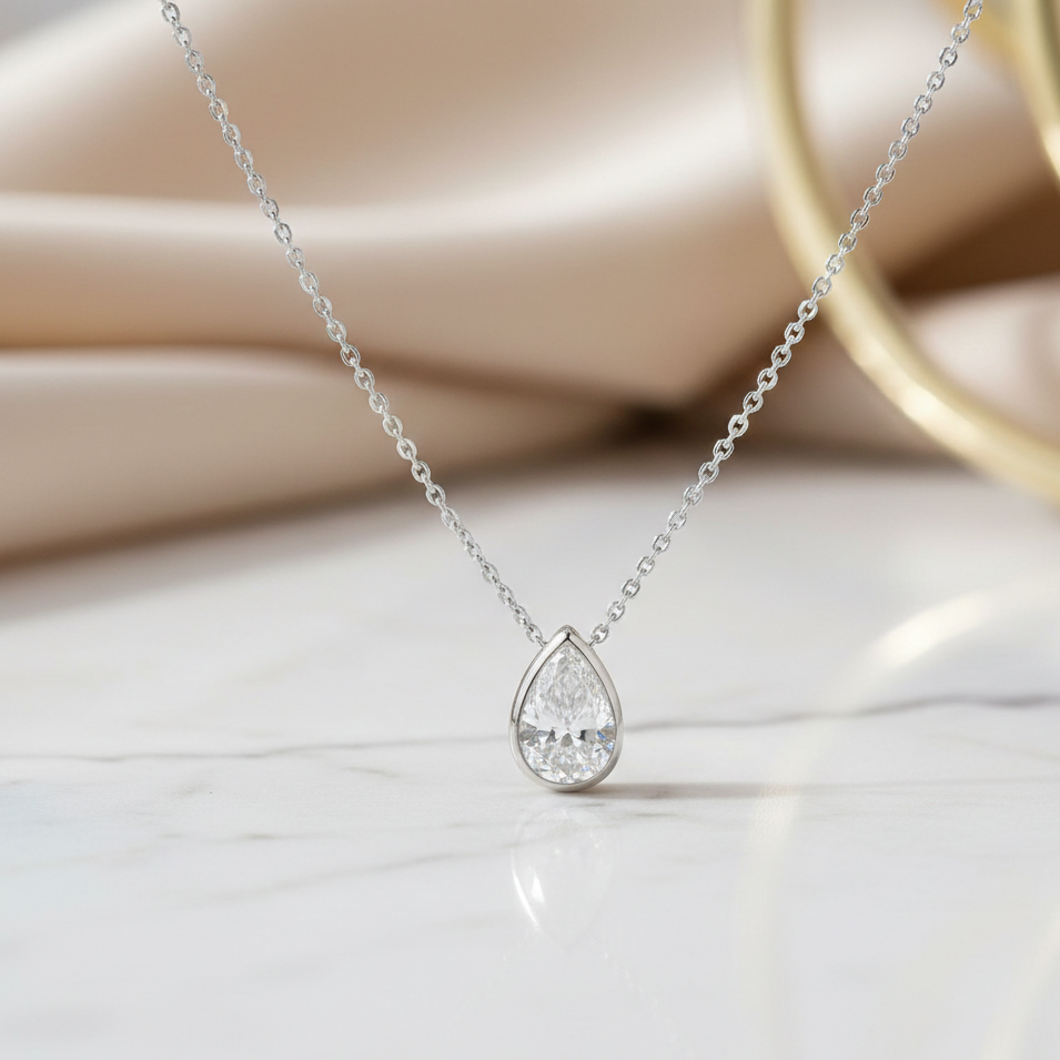0.500ct Pear Lab-Grown Solitaire Necklace