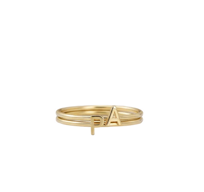 14K Solid Gold Custom Letter Ring – Inez Initial Minimal Ring