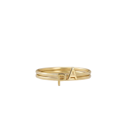 14K Solid Gold Custom Letter Ring – Inez Initial Minimal Ring