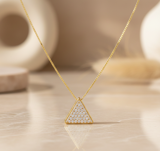 0.300 Ct Triangle Lab-Grown Diamond Necklace – 14K Gold Pendant