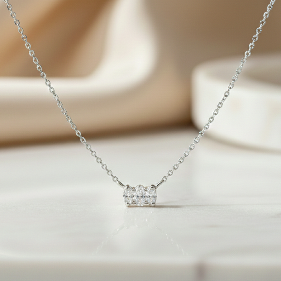 0.300 Ct Dainty  Cluster Necklace • Minimalist Gold Pendant Necklace