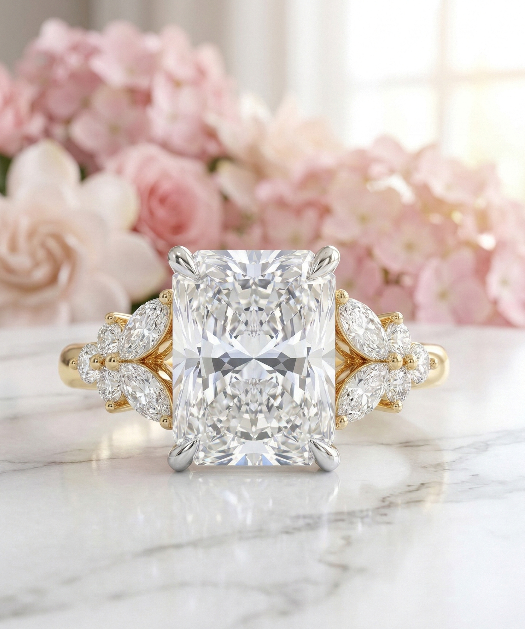 lab grown radiant cut diamond engagement rings​

