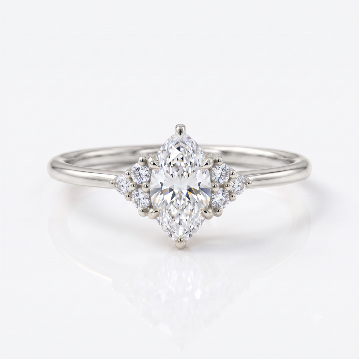 0.50ct Oval Cut Lab Grown Diamond Engagement Ring • Vintage Cluster Ring