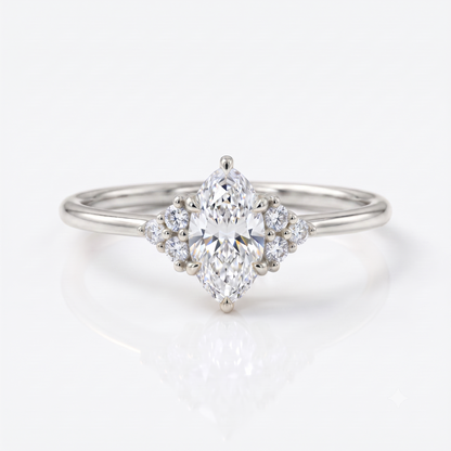 0.50ct Oval Cut Lab Grown Diamond Engagement Ring • Vintage Cluster Ring