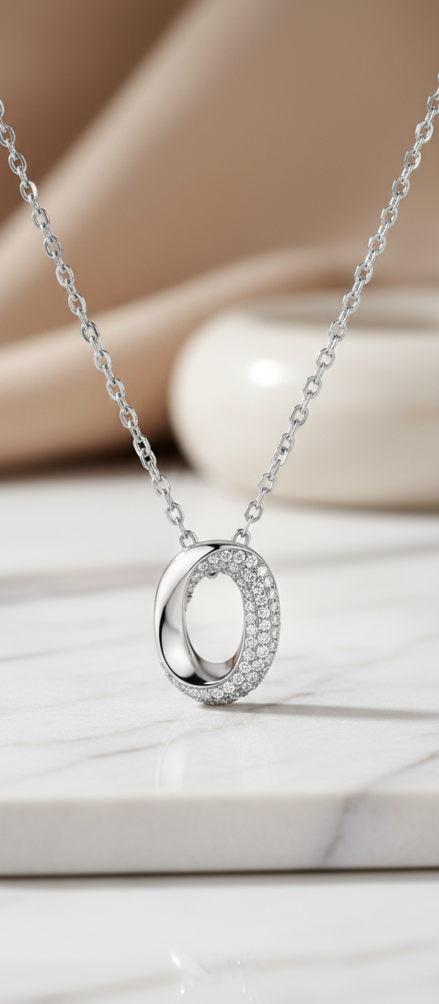 0.25 Ct Lab Grown Diamond Circle Initial O Necklace