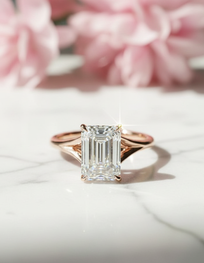 moissanite emerald cut engagement rings​

