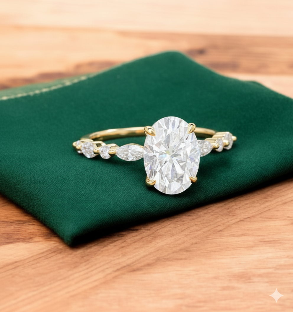 2.900 ct Oval Cut Lab Grown Diamond Engagement Ring