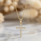 14K Gold Moissanite Cross Necklace – Dainty Religious Jewelry