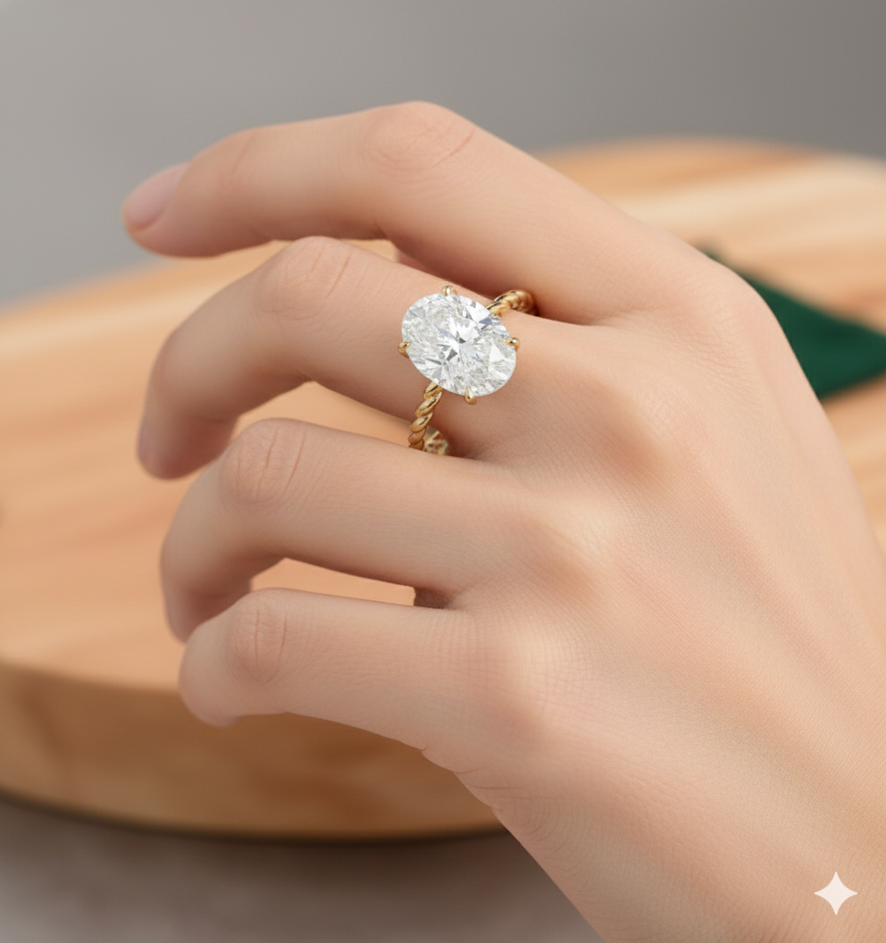 2.590 ct Oval cut Lab Grown Diamond Engagement Ring