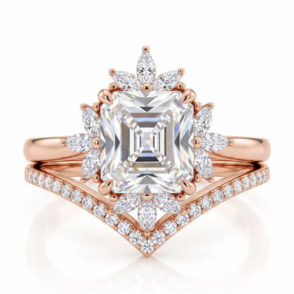 1.50 Ct Asscher Cut Lab-Grown Engagement Ring Set