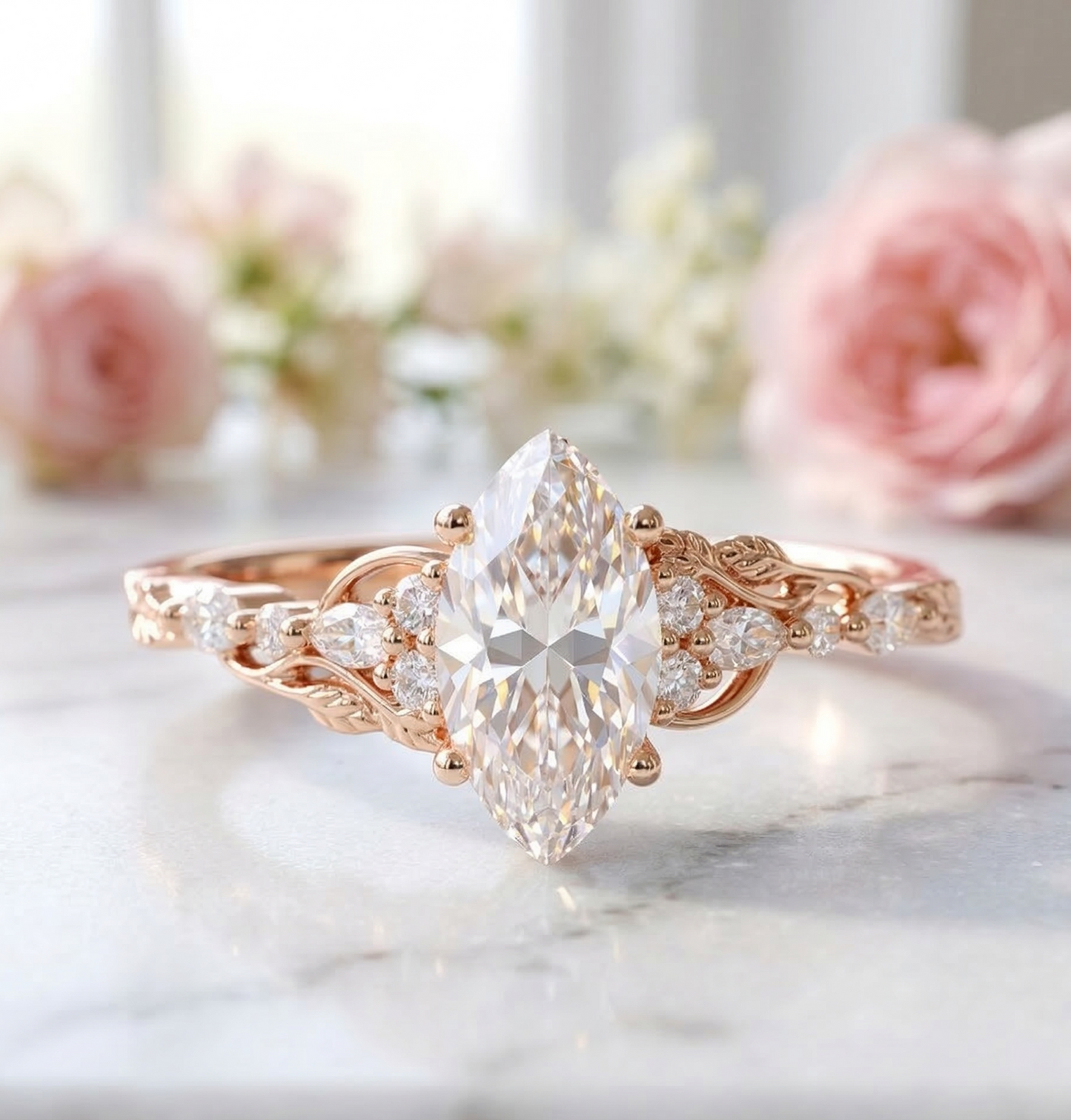 1.21 Ct Lab Grown Marquise Diamond Ring