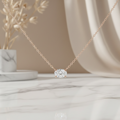 0.500ct Oval Cut Lab Grown Diamond Solitaire Necklace