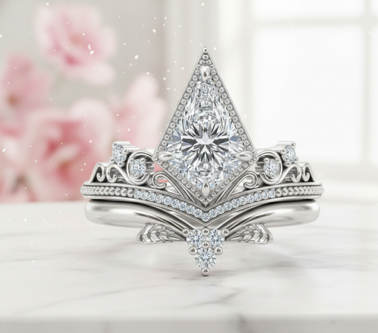 kite cut engagement rings white gold