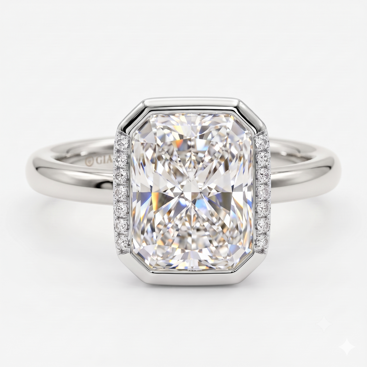 1.00ct Radiant Cut Lab Grown Diamond Modern Halo Engagement Ring