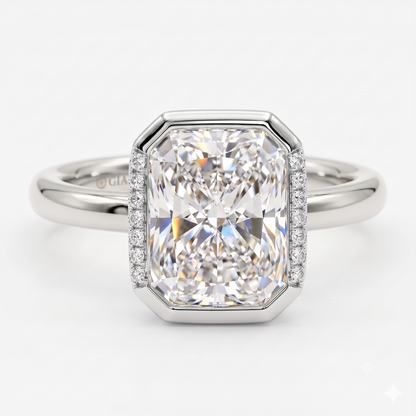 1.00ct Radiant Cut Lab Grown Diamond Modern Halo Engagement Ring